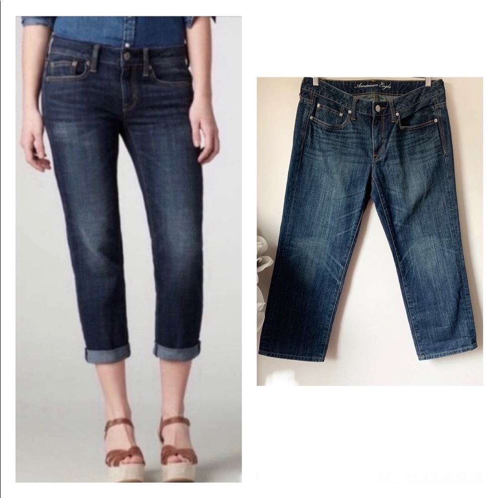 AMERICAN EAGLE Boy Fit Crop Denim Jeans 8